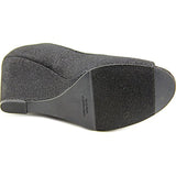 Rampage Calisen Women Open Toe Canvas Black Wedge Heel