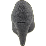 Rampage Calisen Women Open Toe Canvas Black Wedge Heel
