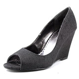 Rampage Calisen Women Open Toe Canvas Black Wedge Heel