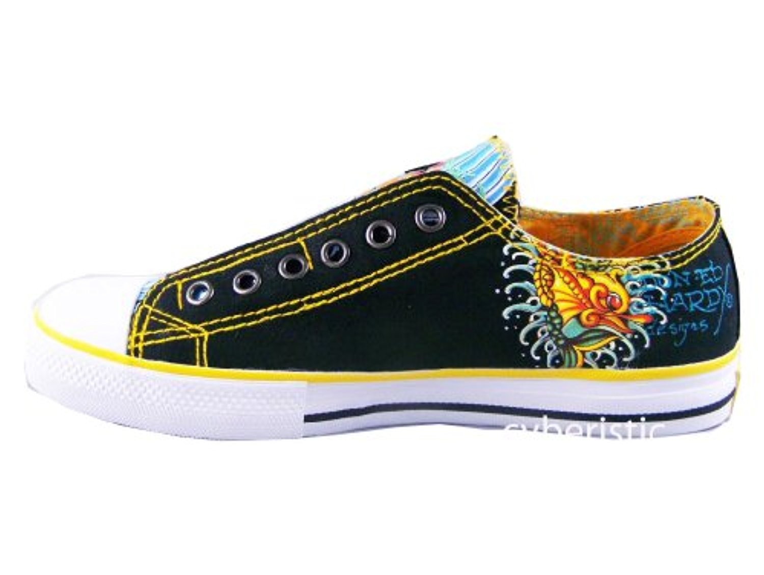 Ed Hardy Black Koi Fish Rhinestones Shoes Sneakers 19SLR803W