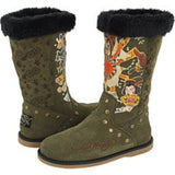 Womens Ed Hardy Green Kamikaze Bootstrap Boots Shoes (7)