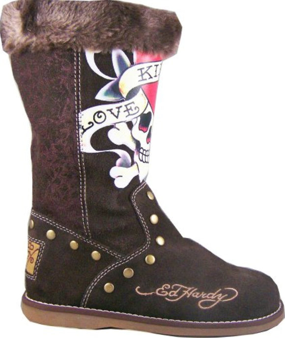 Womens Ed Hardy Brown Love Kills Slowly Bootstrap Boots Shoes