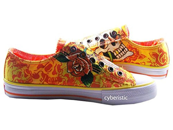 Ed Hardy Womens Lowrise Stencil Shoes Yellow-Orange 5 M