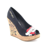 Ed Hardy 11SCO106W Coralie Heel Womens SZ 9 Black Platforms Wedges Shoes