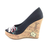Ed Hardy 11SCO106W Coralie Heel Womens SZ 9 Black Platforms Wedges Shoes