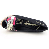 Ed Hardy 11SCO106W Coralie Heel Womens SZ 5 Black Platforms Wedges Shoes