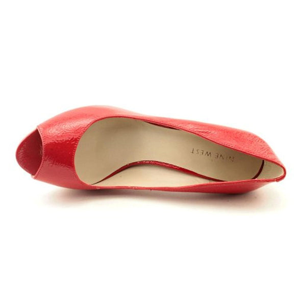 Nine West Danee Womens Size 10 Red Peep Toe Pumps Heels Shoes UK 8