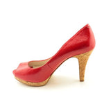 Nine West Danee Womens Size 10 Red Peep Toe Pumps Heels Shoes UK 8