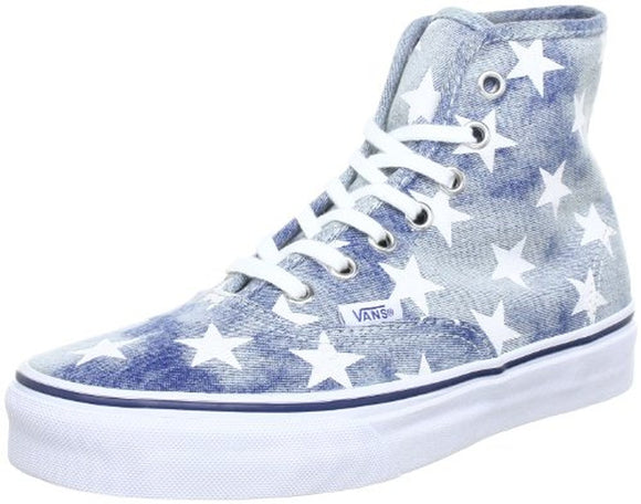 Vans Unisex Authentic Hi Washed Denim Sneaker - Blue Stars