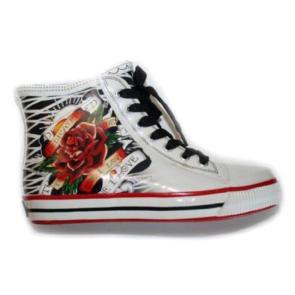 Ed Hardy Harrison Rain Shoe White women Sneakers Size 5