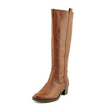 Calvin Klein Women's Haydee Waxy Tumbled Leather Boot, Walnut, Size 6.0