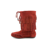 Minnetonka Women's Dallas Tribal Fringe Boots in Wine Size 6.5