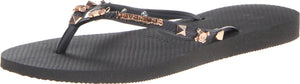 Havaianas Women's Slim Hardware Flip Flop,Black-Black,37 BR-7-8 M US