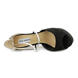 Steve Madden Aaria Womens Size 8 Black Nubuck Leather Platforms Sandals Shoes