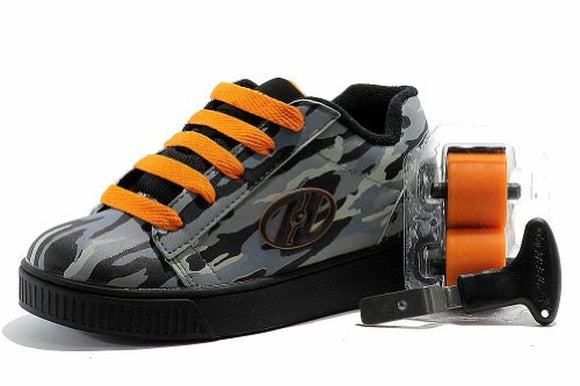 Heelys Boy's Straight Up Fashion Skate Sneakers Shoes (5 - Big Kid, Grey-Orange Camo)