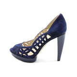 Nine West Speed Up Womens Size 10 Blue Peep Toe Suede Platforms Heels Shoes
