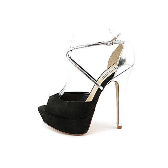 Steve Madden Aaria Womens Size 9 Black Suede Platforms Sandals Shoes