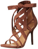 Nine West Women's Rustic Fabric Heeled Sandals, Brown, 6.5 M US