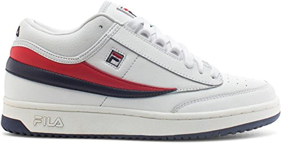 Fila Men's T-1 Mid Fashion Sneaker, White-Fila Navy-Fila Red, 10.5 M US