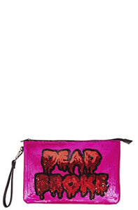 Iron Fist DEAD BROKE CLUTCH Purse Pink and Red Sequins