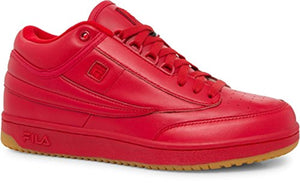 Fila Men's T-1 Mid Athletic Sneakers, Red Leather, 11.5 M