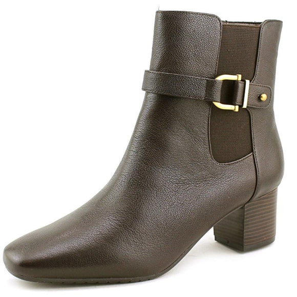 Bandolino Womens Lorillard Leather Stacked Heel Ankle Boots