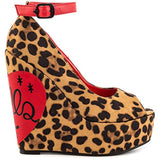 Iron Fist Women's Leopard Lovecat Brown Wedge Sandals Shoes