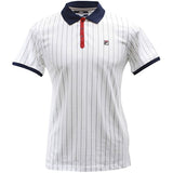Fila BB1 Short Sleeve White-Navy-Cardinal Red Striped Cotton Polo Shirt Sz: M