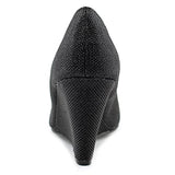 Rampage Calisen Women Open Toe Canvas Black Wedge Heel