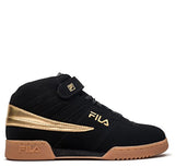 Fila Men's F-13 Black-Gold-Gum Hightop Sneakers Shoes